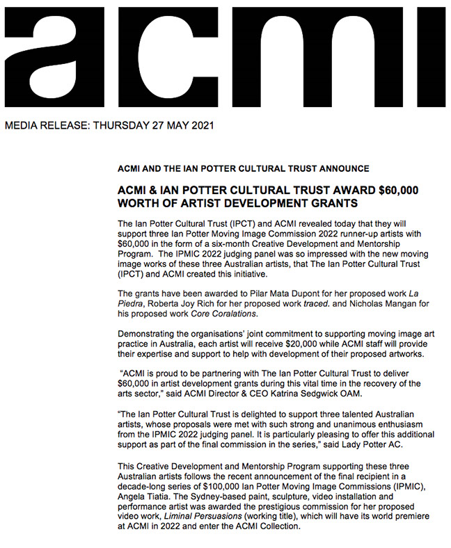 ACMI Logo and text outlining details of the Trust Award.