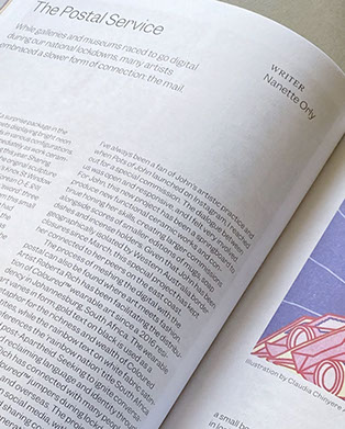 Printed article in a paper copy of Art Guide.